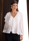 ALPHORRIA - Blusa Gode com Babados OFF White - Verão 27