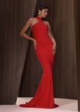 ALPHORRIA - Vestido Longo Gola Alta Vermelho