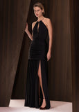 ALPHORRIA - Vestido Longo Colar de Metal Fenda Preto - Verão 27