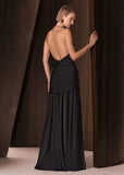 ALPHORRIA - Vestido Longo Colar de Metal Fenda Preto - Verão 27