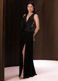 ALPHORRIA - Vestido Longo Lateral Vazado Preto