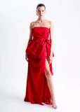 ALPHORRIA - Vestido de Festa Longo C/ Laço Removivel Vermelho