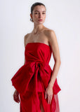 ALPHORRIA - Vestido de Festa Longo C/ Laço Removivel Vermelho