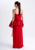 ALPHORRIA - Vestido de Festa Longo C/ Laço Removivel Vermelho