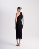 ALPHORRIA - Vestido Midi Bordados Franja Preto