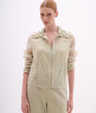 ARTE SACRA - Blusa Capim Limão C/ Gola Verde Lima