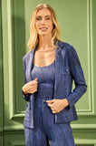 ONE UP - Blazer Dark Jeans C/ Cristal Azul Marinho