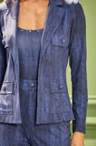 ONE UP - Blazer Dark Jeans C/ Cristal Azul Marinho