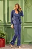 ONE UP - Blazer Dark Jeans C/ Cristal Azul Marinho