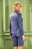 ONE UP - Blazer Dark Jeans C/ Cristal Azul Marinho