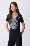 ONE UP - Blusa Black Swa White Preto