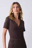 ONE UP - Blusa Brown Decote Swa