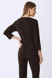 ONE UP - Blusa Cetim Brown C/ Ilhos Marrom