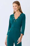 ONE UP - Blusa Cetim Green C/ Ilhos Verde