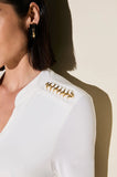 ONE UP - Blusa Fluity OFF C/ Correntes OFF White