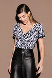 ONE UP - Blusa Rosine Preto C/ BCO Estampado