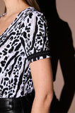 ONE UP - Blusa Rosine Preto C/ BCO Estampado