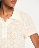 LAFORT - Blusa Gola Polo Nikki Tweed OFF White