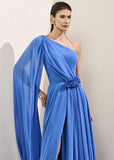 ALPHORRIA - Vestido Longo Ombro Só e Broche Azul - Verão 27