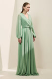 ALPHORRIA - Vestido Longo Fenda e Broche Menta - Verão 27
