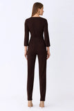 ONE UP - Calça Crepe Brown C/ Ilhos Marrom