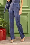 ONE UP - Calça Dark Jeans C/ Cristal Azul Marinho