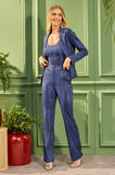ONE UP - Calça Dark Jeans C/ Cristal Azul Marinho