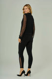 ONE UP - Calça Legging Black Wave C/ Tule Preto