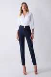 ONE UP - Calça Tóquio Navy Fivela Gold Cristal Marinho