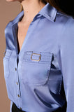 ONE UP - Camisa Cetim Blue C/ Gold Azul