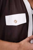 ONE UP - Camisa Chemise Brown C/ OFF Marrom