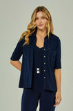 ONE UP - Camisa Chemise Crepe Navy / Cristal Marinho