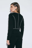 ONE UP - Casaco Paris Black Pespontos White Preto