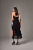 VICTOR DZENK - Vestido Tule C/ Babados Touch Preto