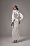 VICTOR DZENK - Vestido Cetim Visco Cashequer OFF White