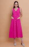 Borda Barroca - Vestido Midi Melbourne Rosa Pink