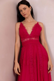 PATBO - Vestido Longo Renda Rosa Melancia