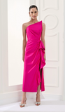 FATIMA SCOFIELD - Vestido Midi Tubo Corpo Saia Pregas Pink