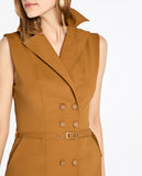 LAFORT - Vestido Midi Winona Marrom Camurca