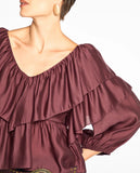 LAFORT - Blusa Babados Josephine Marrom Chelsea
