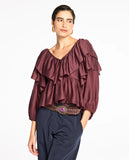 LAFORT - Blusa Babados Josephine Marrom Chelsea