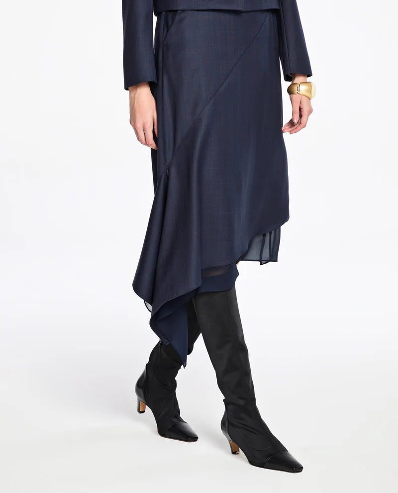 LAFORT - Saia Assimetrica Lorenza Xadrez Azul Profundo