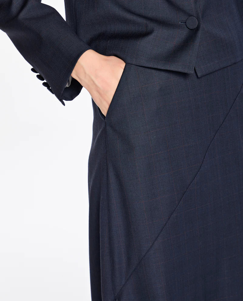 LAFORT - Saia Assimetrica Lorenza Xadrez Azul Profundo