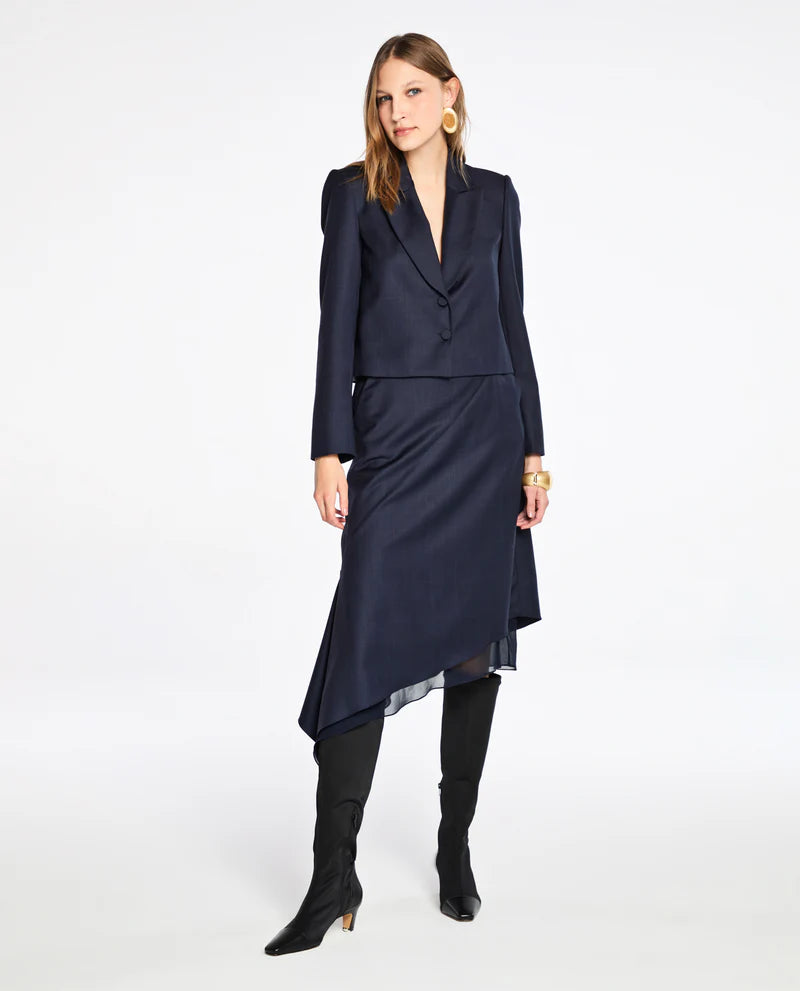 LAFORT - Saia Assimetrica Lorenza Xadrez Azul Profundo