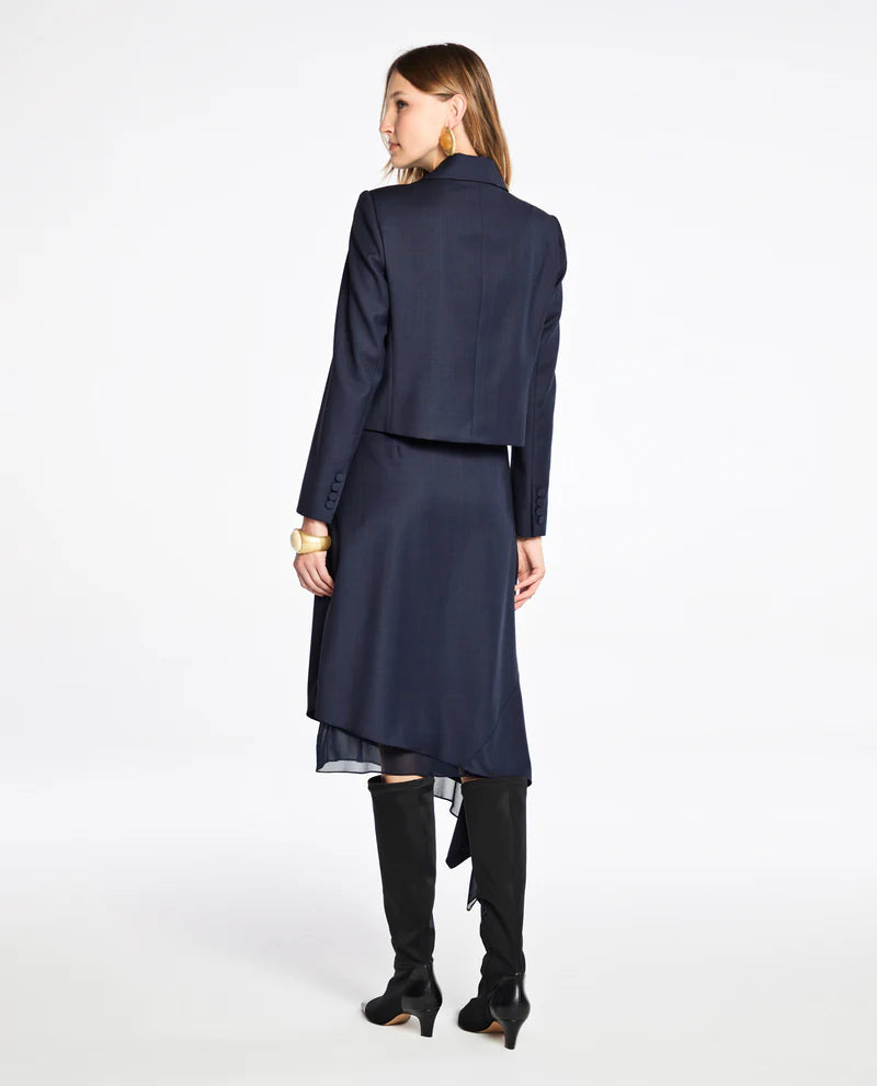 LAFORT - Saia Assimetrica Lorenza Xadrez Azul Profundo