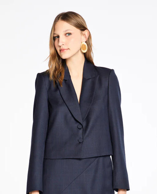 LAFORT - Blazer Botões Lorenza Xadrez Azul Profundo
