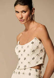 CAOS - Corset Tomara Que Caia Bordado Flower Square OFF White