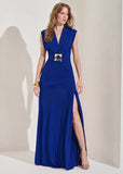 ALPHORRIA - Vestido Franzido C/ Metal Azul Royal - Verão 27