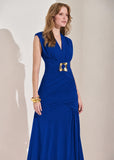 ALPHORRIA - Vestido Franzido C/ Metal Azul Royal - Verão 27