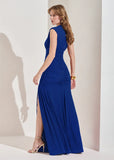 ALPHORRIA - Vestido Franzido C/ Metal Azul Royal - Verão 27